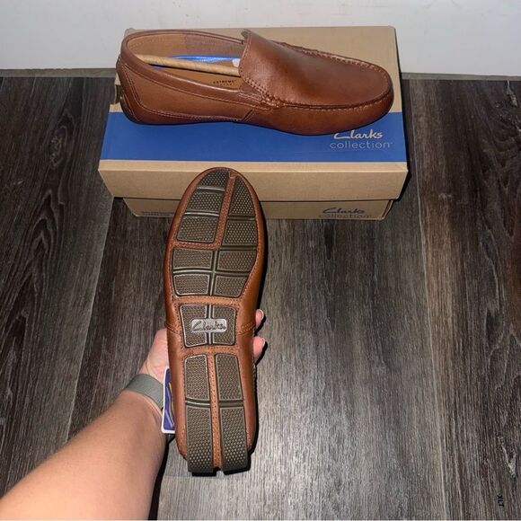 Clarks Markman Plain Cognac Leather Loafers Men’s 8.5M
